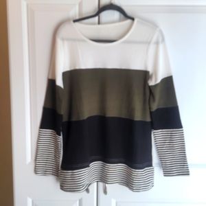 NWOT Colorblock Mixed Print Thermal Top Women's Size Large